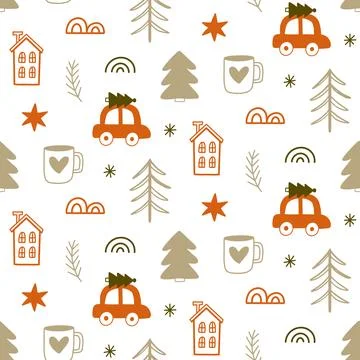 Christmas Vector Seamless Pattern Background Stock Illustration