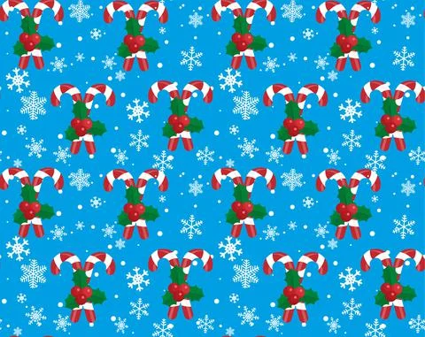 Christmas vector seamless pattern with candy canes and snowflakes. Background Illustrazione stock