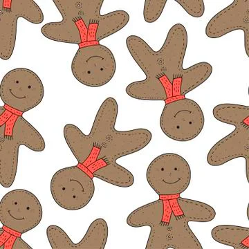 Christmas vector seamless pattern with detailed holiday illustrations. Stock Illustration