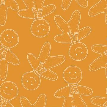 Christmas vector seamless pattern with detailed holiday illustrations. Stock Illustration
