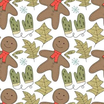 Christmas vector seamless pattern with detailed holiday illustrations. Illustrazione stock