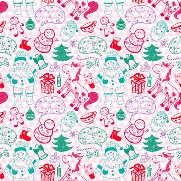 Christmas vector seamless pattern Stock Illustration