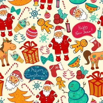 Christmas vector seamless pattern Stock Illustration