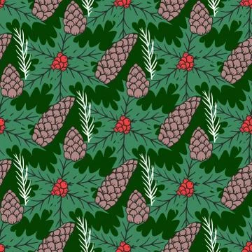 Christmas vector seamless pattern New Year hand drawn card design style holiday Stock Illustration