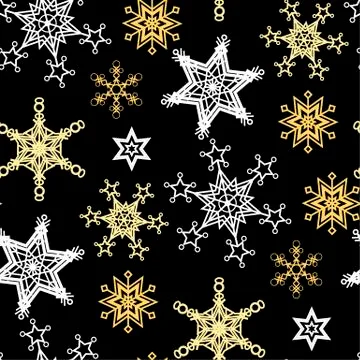 Christmas vector seamless pattern with snowflakes in golden colors Stock Illustration