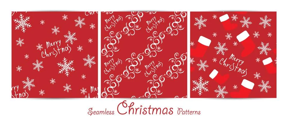 Christmas vector seamless patterns Stock Illustration