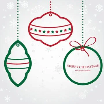 Christmas vector set of fir tree and evening balls, new year’s clock and festive Stock-Illustration