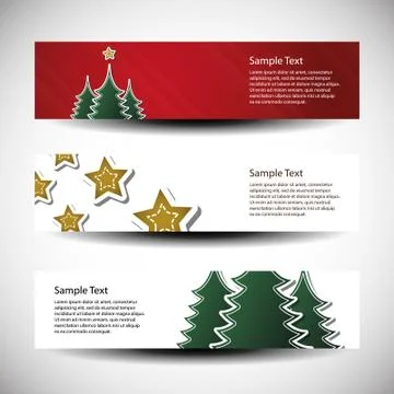 Christmas Vector Set of Three Header Designs Stock Illustration