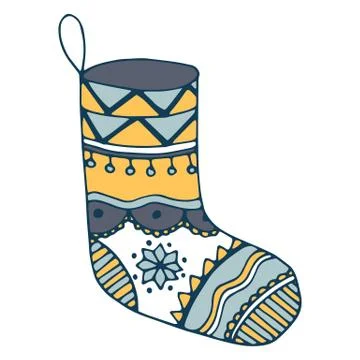 Christmas vector stocking in light Hygge palette Illustrazione stock