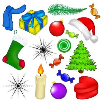 Christmas vector symbol set, icon  design. Winter illustration isolated on wh Stock-Illustration