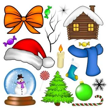 Christmas vector symbol set, icon  design. Winter illustration isolated on wh Stock Illustration