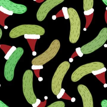 Christmas vegetable seamless cucumber pattern for wrapping paper and fabrics Stock Illustration