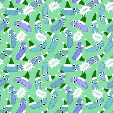 Christmas vegetable seamless cucumber pattern for wrapping paper and fabrics Illustrazione stock
