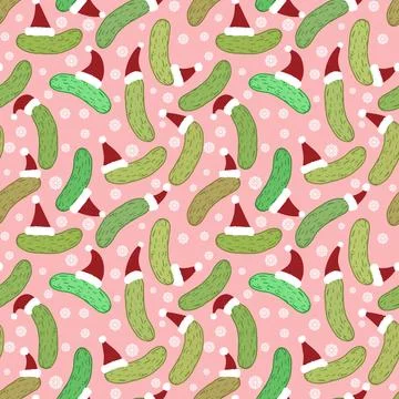 Christmas vegetable seamless cucumber pattern for wrapping paper and fabrics Illustrazione stock