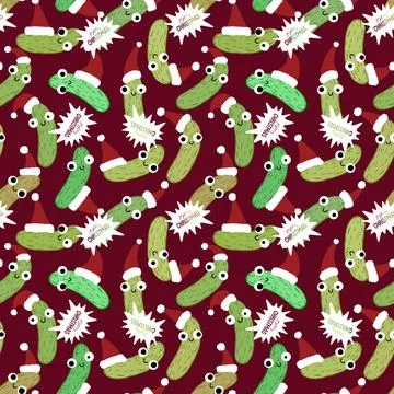 Christmas vegetable seamless cucumber pattern for wrapping paper and fabrics Stock Illustration