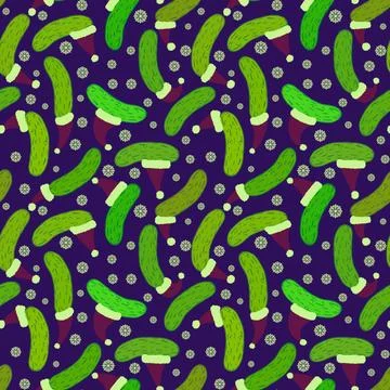 Christmas vegetable seamless cucumber pattern for wrapping paper and fabrics Stock Illustration