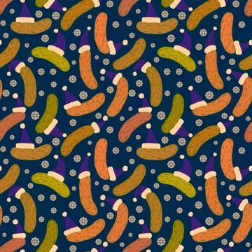 Christmas vegetable seamless cucumber pattern for wrapping paper and fabrics Stock Illustration