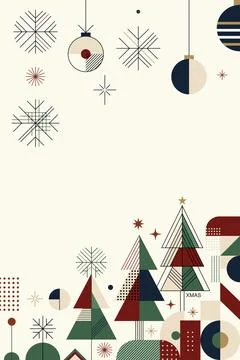 Christmas vertical background template with minimalist abstract elements ge.. Stock Illustration