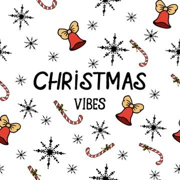 Christmas vibes seamless pattern on white background Stock Illustration