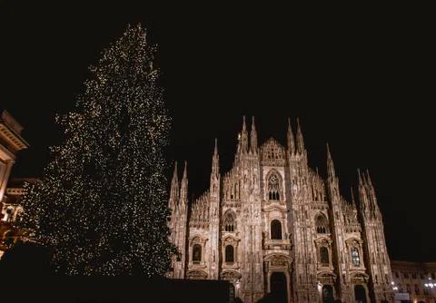 Christmas view over Duomo di Milan Stock Photos