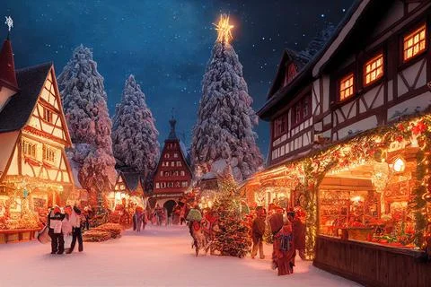 Christmas Village Stock Illustration
