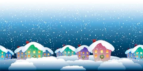 Christmas village pattern Stock Illustration