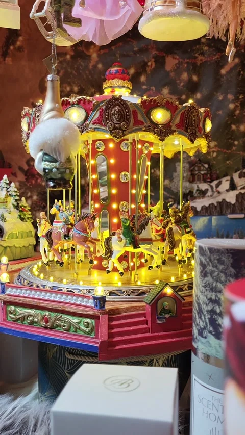Christmas vintage carousel Stock Footage 295681267