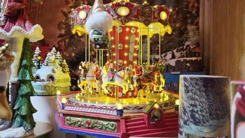Christmas vintage carousel Stock Footage 295681416