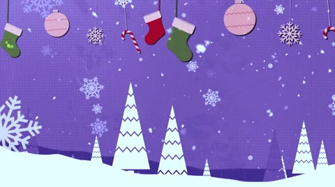 Christmas Vintage Purple Loopable Background Stock Footage 68163256