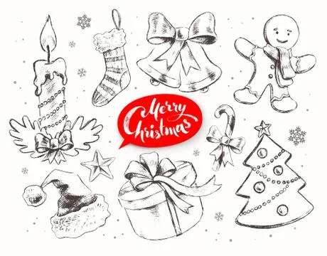 Christmas vintage vector set Stock Illustration