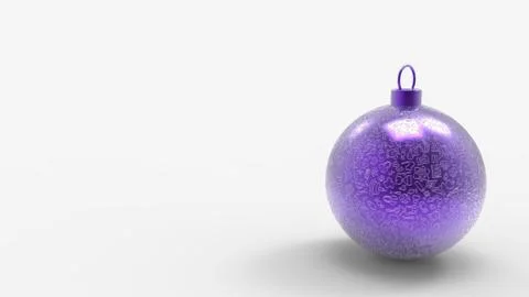 Christmas violet ball with doodles pattern on white background, colorful xmas Stock Illustration