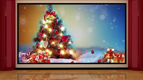 Christmas Virtual Set With 3D Background 01 Vídeos de archivo 137399728