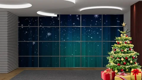 Christmas Virtual Set With 3D Background 04 Stock Footage 216496421