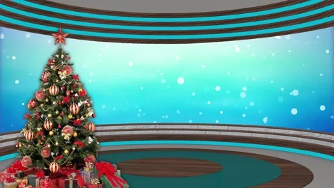 Christmas Virtual Set With 3D Background 05 Stock Footage 216497012