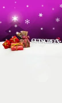 Christmas voucher gutschein gifts snow pink Stock Illustration