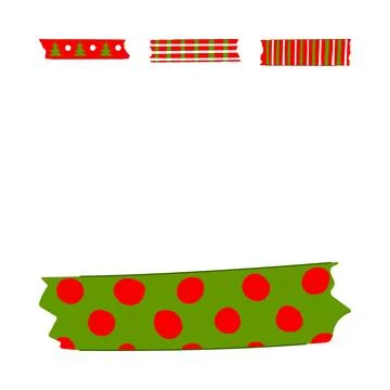 Christmas washi tape elements decorating festive craft projects Stock Illustration