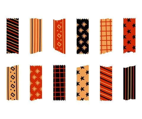 Christmas Washi tapes. Vector set of winter colored scotch lines Stock Illustration