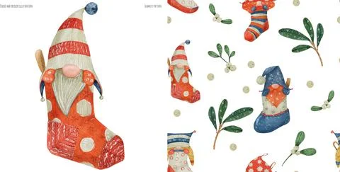 Christmas watercolor seamless pattern Stock Illustration