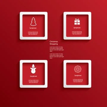 Christmas web or infographic elements in white frames Stock Illustration