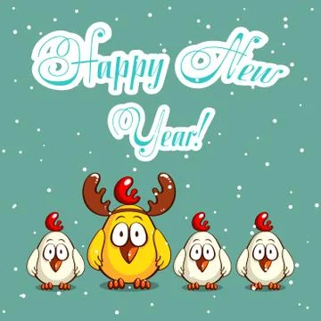 Christmas White And Yellow Chicks Stock Illustration