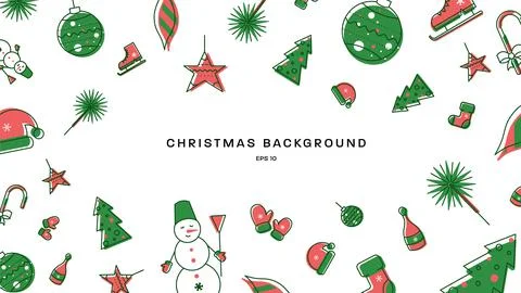 Christmas white background template with red and green icons Stock Illustration