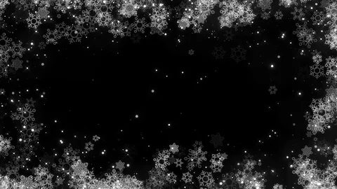 Christmas white snowflakes frame with alpha, looped Stock Footage