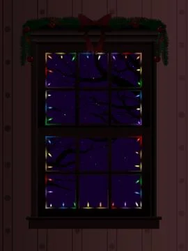 Christmas window Stock Illustration