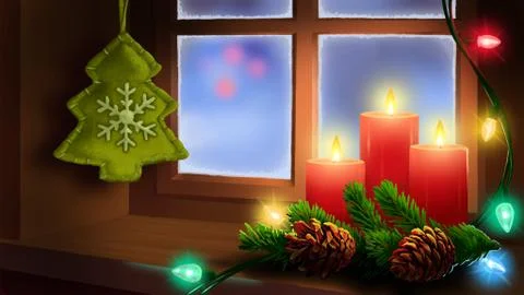 Christmas Window Stock Illustration