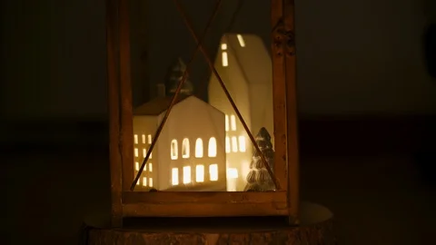Christmas / winter candlelight lantern Stock Footage 122221255