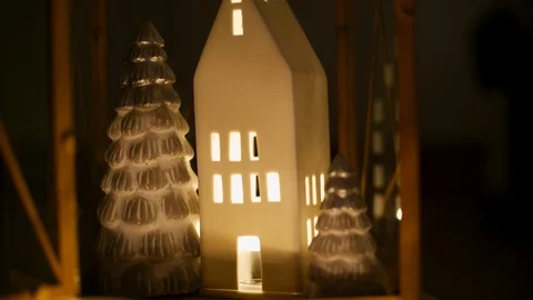 Christmas / winter candlelight lantern Stock Footage 122236518
