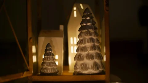 Christmas / winter candlelight lantern Stock Footage 122237238
