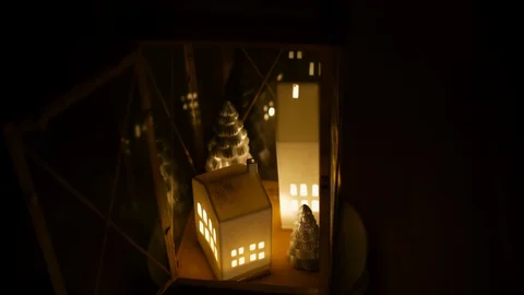 Christmas / winter candlelight lantern Stock Footage 122238725