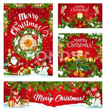 Christmas winter holiday, vector Santa and gifts Stock Illustrationen