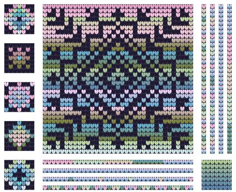 Christmas winter knitting pattern with Nordic Flower Illustrazione stock